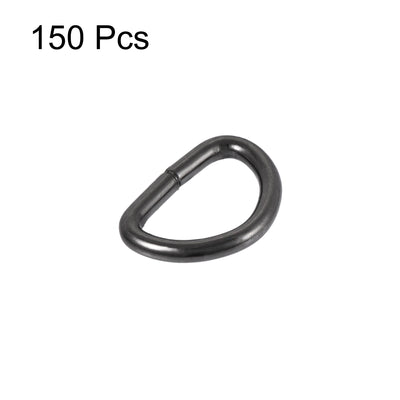Harfington Uxcell Metal D Ring 0.39"(10mm) D-Rings Buckle for Hardware Bags Belts Craft DIY Accessories Black 150pcs