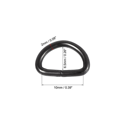 Harfington Uxcell Metal D Ring 0.39"(10mm) D-Rings Buckle for Hardware Bags Belts Craft DIY Accessories Black 150pcs