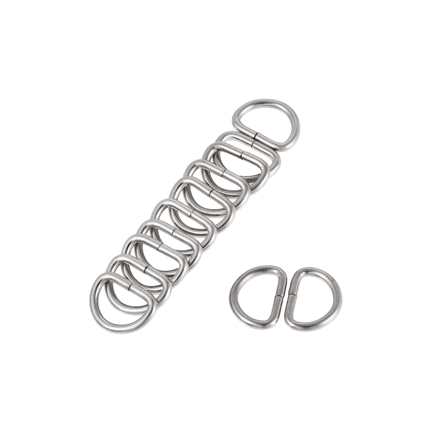 uxcell Uxcell Metal D Ring 0.39"(10mm) D-Rings Buckle for Hardware Bags Belts Craft DIY Accessories Silver Tone 150pcs