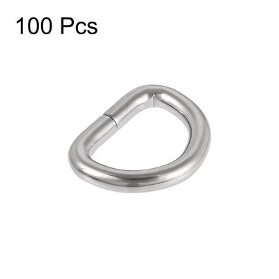 Harfington Uxcell Metal D Ring 0.51"(13mm) D-Rings Buckle for Hardware Bags Belts Craft DIY Accessories Silver Tone 100pcs
