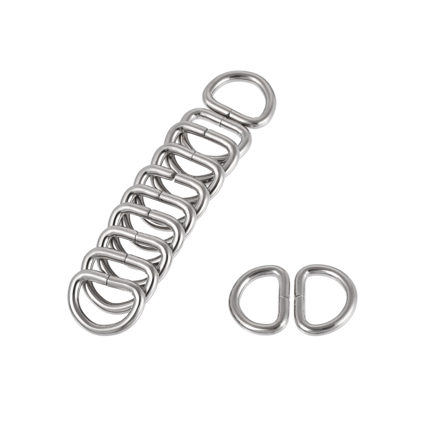 uxcell Uxcell Metal D Ring 0.51"(13mm) D-Rings Buckle for Hardware Bags Belts Craft DIY Accessories Silver Tone 100pcs