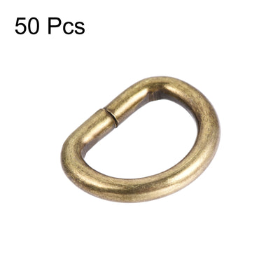 Harfington Uxcell Metal D Ring 0.51"(13mm) D-Rings Buckle for Hardware Bags Belts Craft DIY Accessories Bronze Tone 50pcs