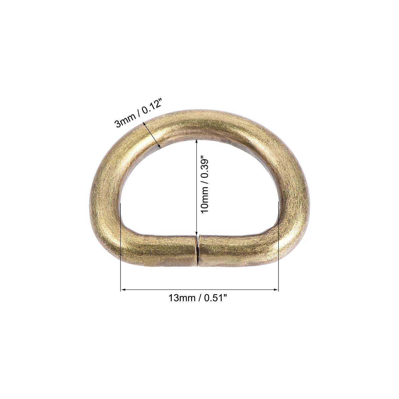 uxcell Uxcell Metal D Ring 0.51"(13mm) D-Rings Buckle for Hardware Bags Belts Craft DIY Accessories Bronze Tone 50pcs