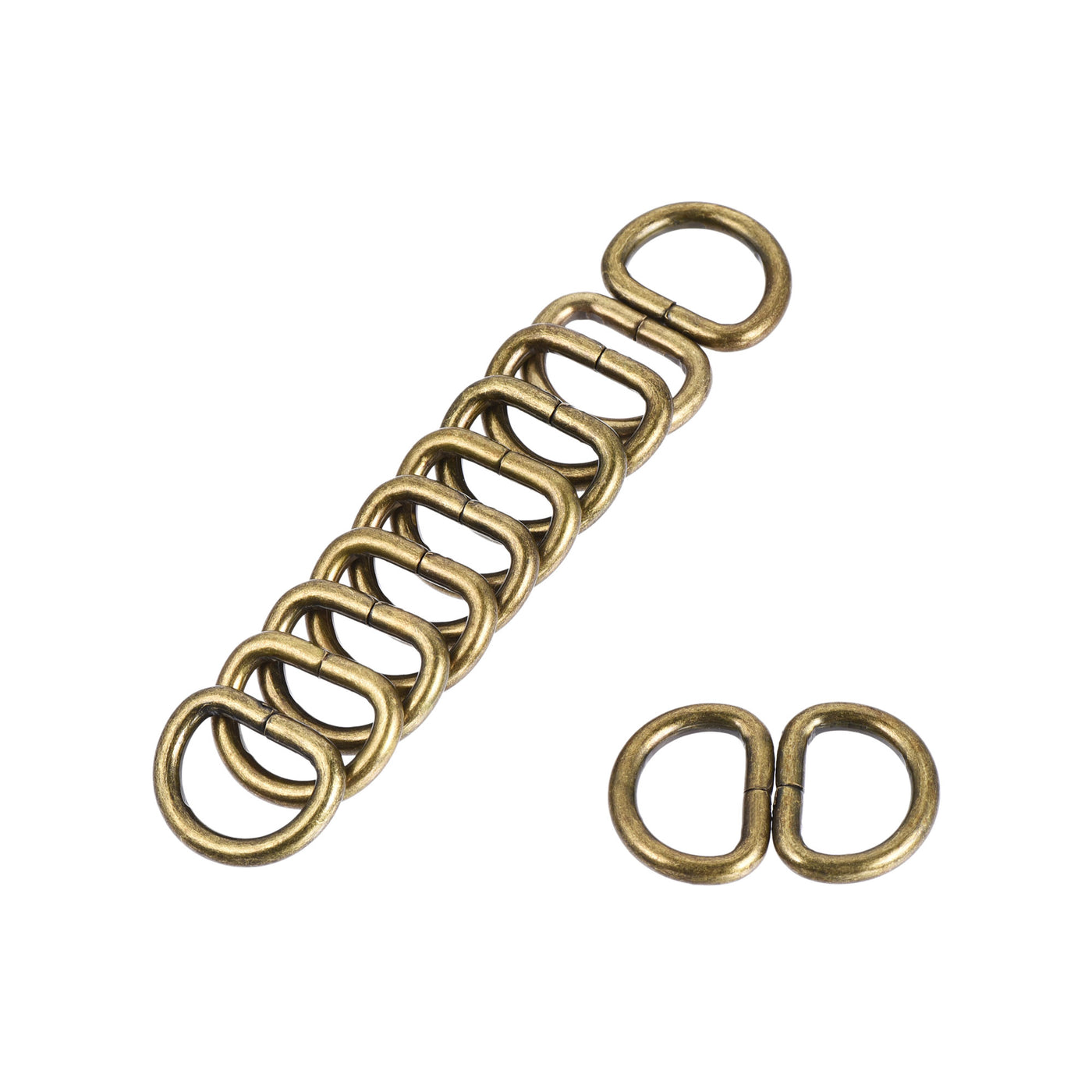 uxcell Uxcell Metal D Ring 0.51"(13mm) D-Rings Buckle for Hardware Bags Belts Craft DIY Accessories Bronze Tone 50pcs