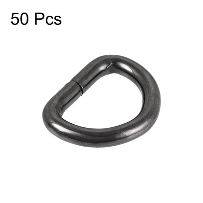 Harfington Uxcell Metal D Ring 0.51"(13mm) D-Rings Buckle for Hardware Bags Belts Craft DIY Accessories Black 50pcs