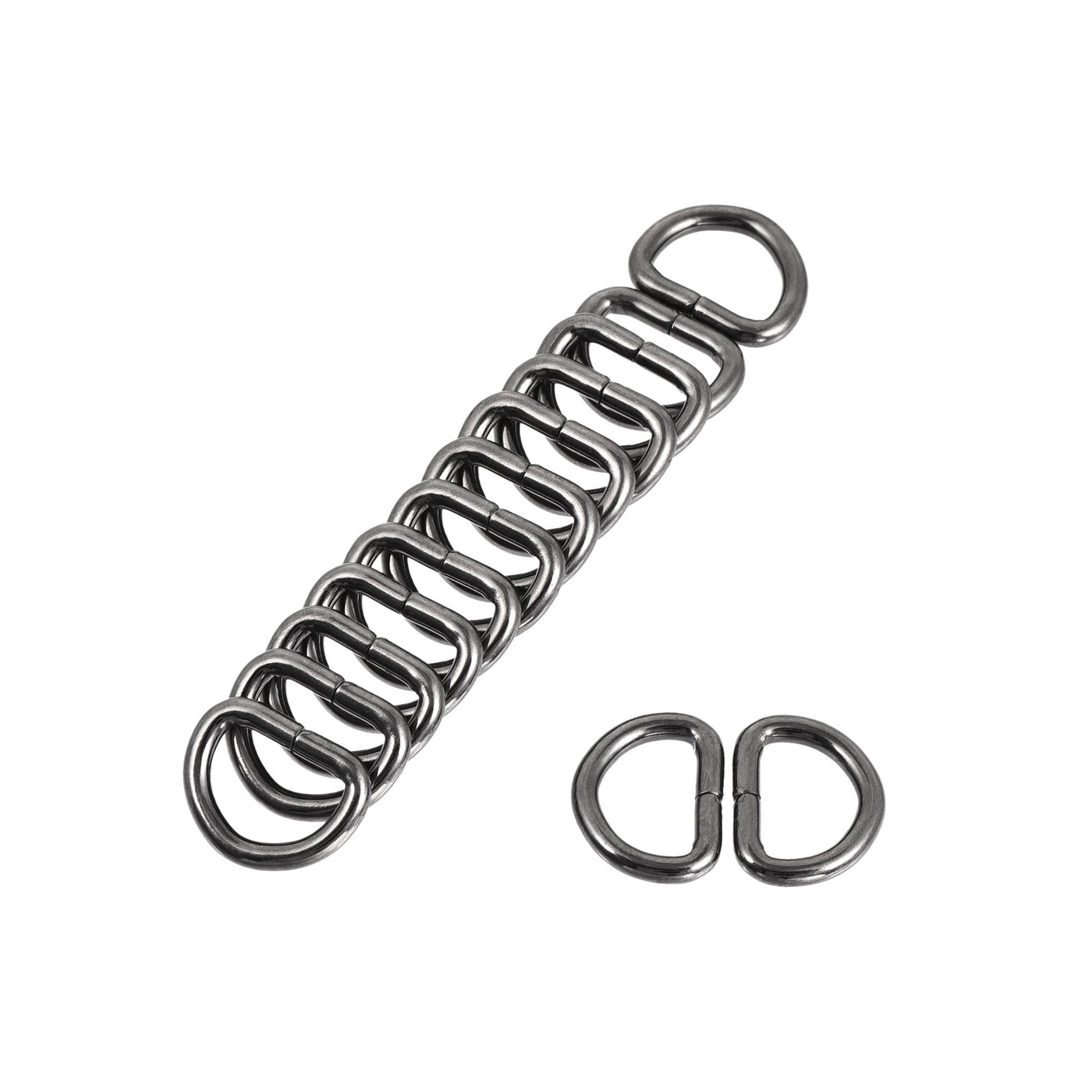 uxcell Uxcell Metal D Ring 0.51"(13mm) D-Rings Buckle for Hardware Bags Belts Craft DIY Accessories Black 100pcs