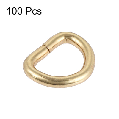 Harfington Uxcell Metal D Ring 0.51"(13mm) D-Rings Buckle for Hardware Bags Belts Craft DIY Accessories Gold Tone 100pcs