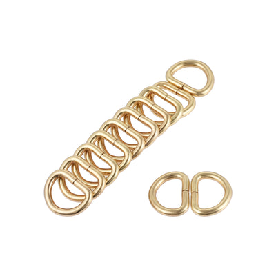 Harfington Uxcell Metal D Ring 0.51"(13mm) D-Rings Buckle for Hardware Bags Belts Craft DIY Accessories Gold Tone 100pcs
