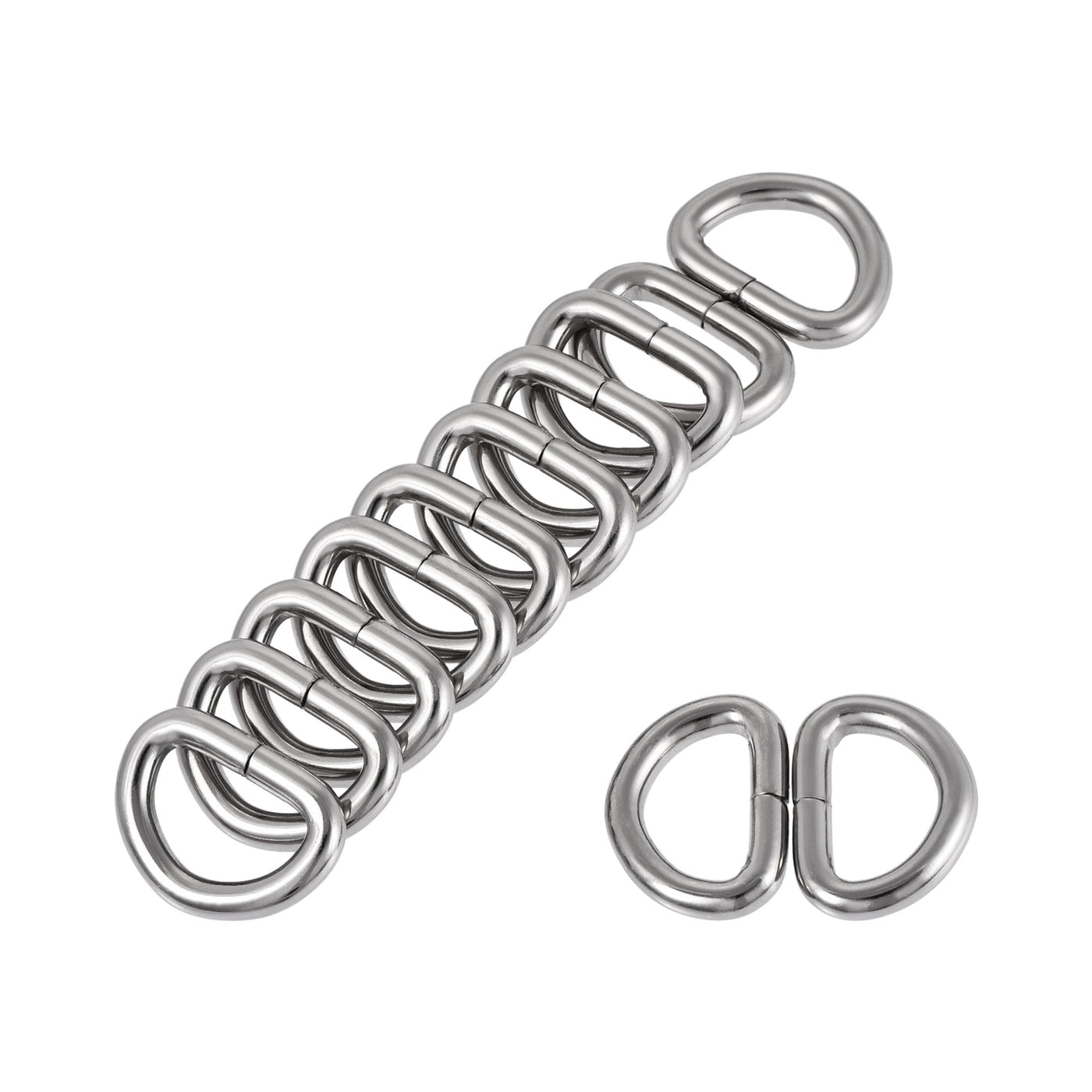 uxcell Uxcell Metal D Ring 0.63"(16mm) D-Rings Buckle for Hardware Bags Belts Craft DIY Accessories Silver Tone 100pcs