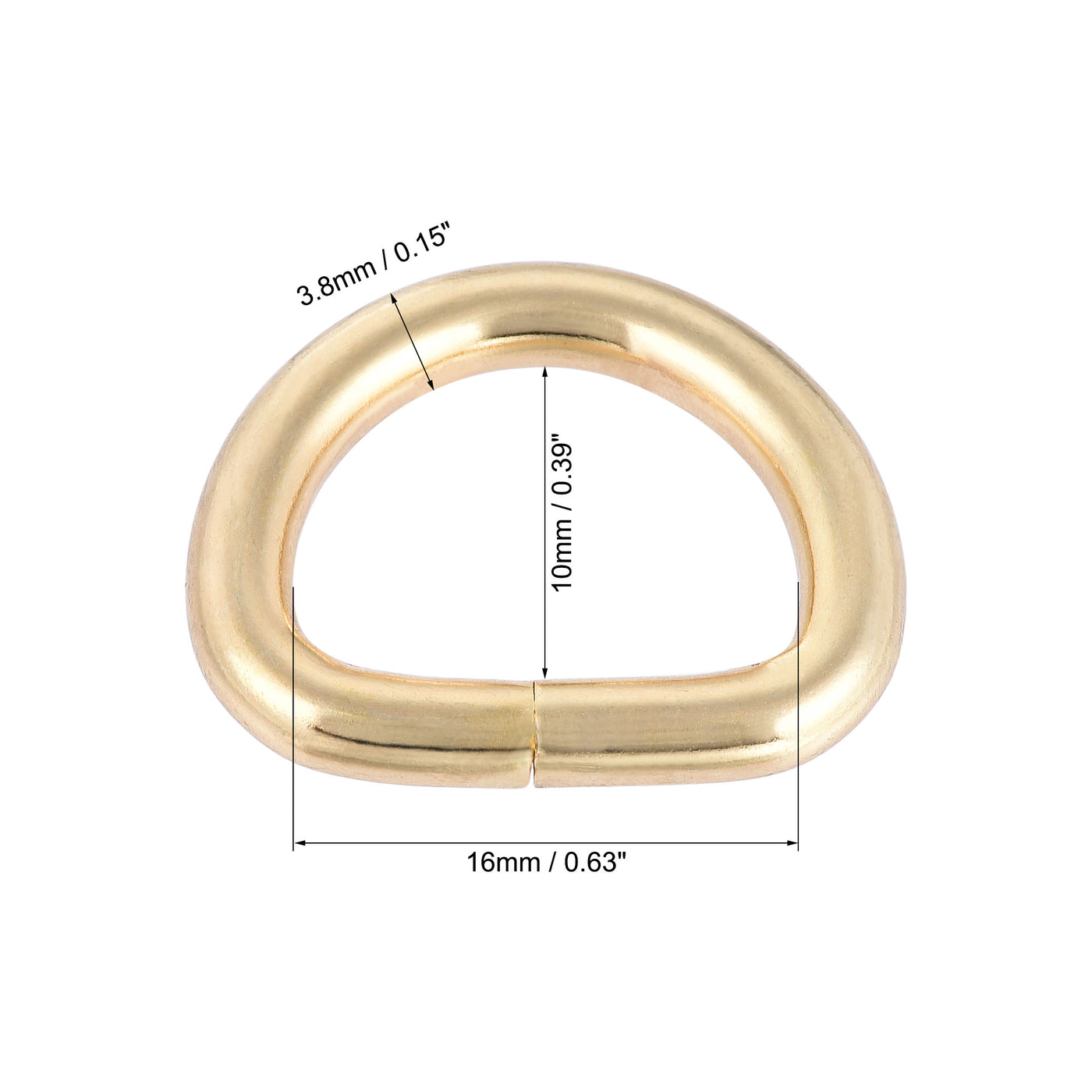 uxcell Uxcell Metal D Ring 0.63"(16mm) D-Rings Buckle for Hardware Bags Belts Craft DIY Accessories Gold Tone 50pcs