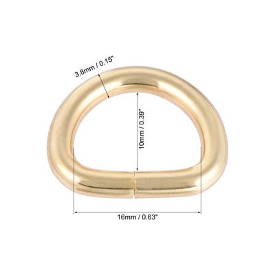 Harfington Uxcell Metal D Ring 0.63"(16mm) D-Rings Buckle for Hardware Bags Belts Craft DIY Accessories Gold Tone 50pcs