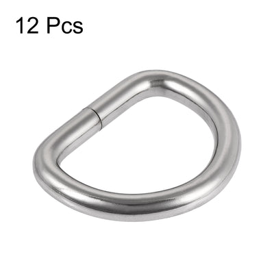 Harfington Uxcell Metal D Ring 0.98"(25mm) D-Rings Buckle for Hardware Bags Belts Craft DIY Accessories Silver Tone 12pcs