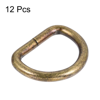 Harfington Uxcell Metal D Ring 0.98"(25mm) D-Rings Buckle for Hardware Bags Belts Craft DIY Accessories Bronze Tone 12pcs