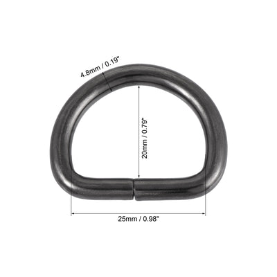 Harfington Uxcell Metal D Ring 0.98"(25mm) D-Rings Buckle for Hardware Bags Belts Craft DIY Accessories Black 12pcs