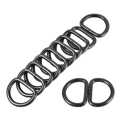 Harfington Uxcell Metal D Ring 0.98"(25mm) D-Rings Buckle for Hardware Bags Belts Craft DIY Accessories Black 12pcs