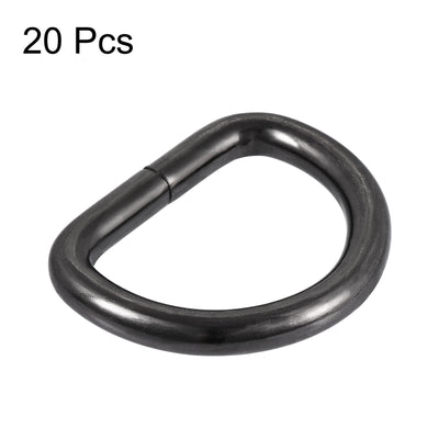 Harfington Uxcell Metal D Ring 0.98"(25mm) D-Rings Buckle for Hardware Bags Belts Craft DIY Accessories Black 20pcs
