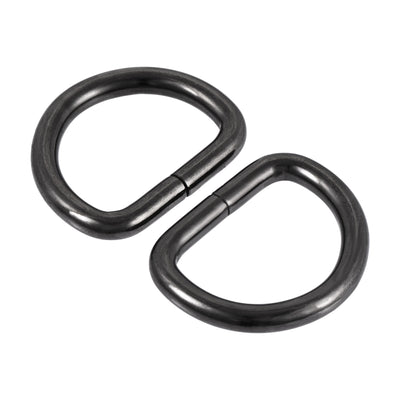 Harfington Uxcell Metal D Ring 0.98"(25mm) D-Rings Buckle for Hardware Bags Belts Craft DIY Accessories Black 50pcs