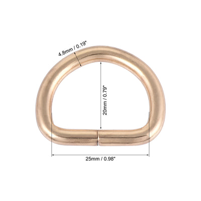 Harfington Uxcell Metal D Ring 0.98"(25mm) D-Rings Buckle for Hardware Bags Belts Craft DIY Accessories Gold Tone 12pcs