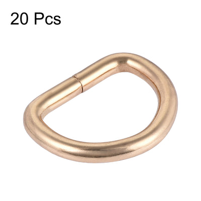 Harfington Uxcell Metal D Ring 0.98"(25mm) D-Rings Buckle for Hardware Bags Belts Craft DIY Accessories Gold Tone 20pcs