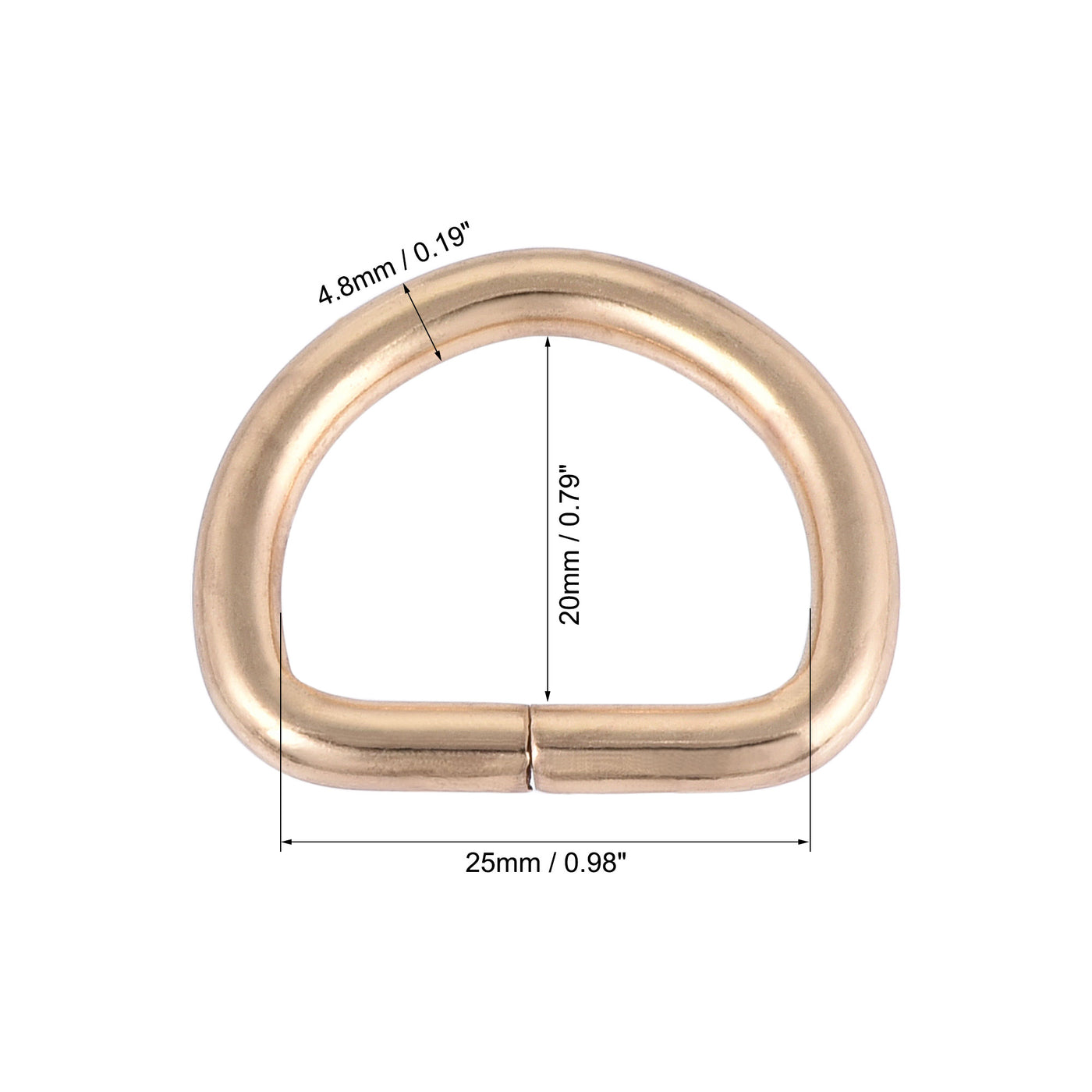 uxcell Uxcell Metal D Ring 0.98"(25mm) D-Rings Buckle for Hardware Bags Belts Craft DIY Accessories Gold Tone 50pcs