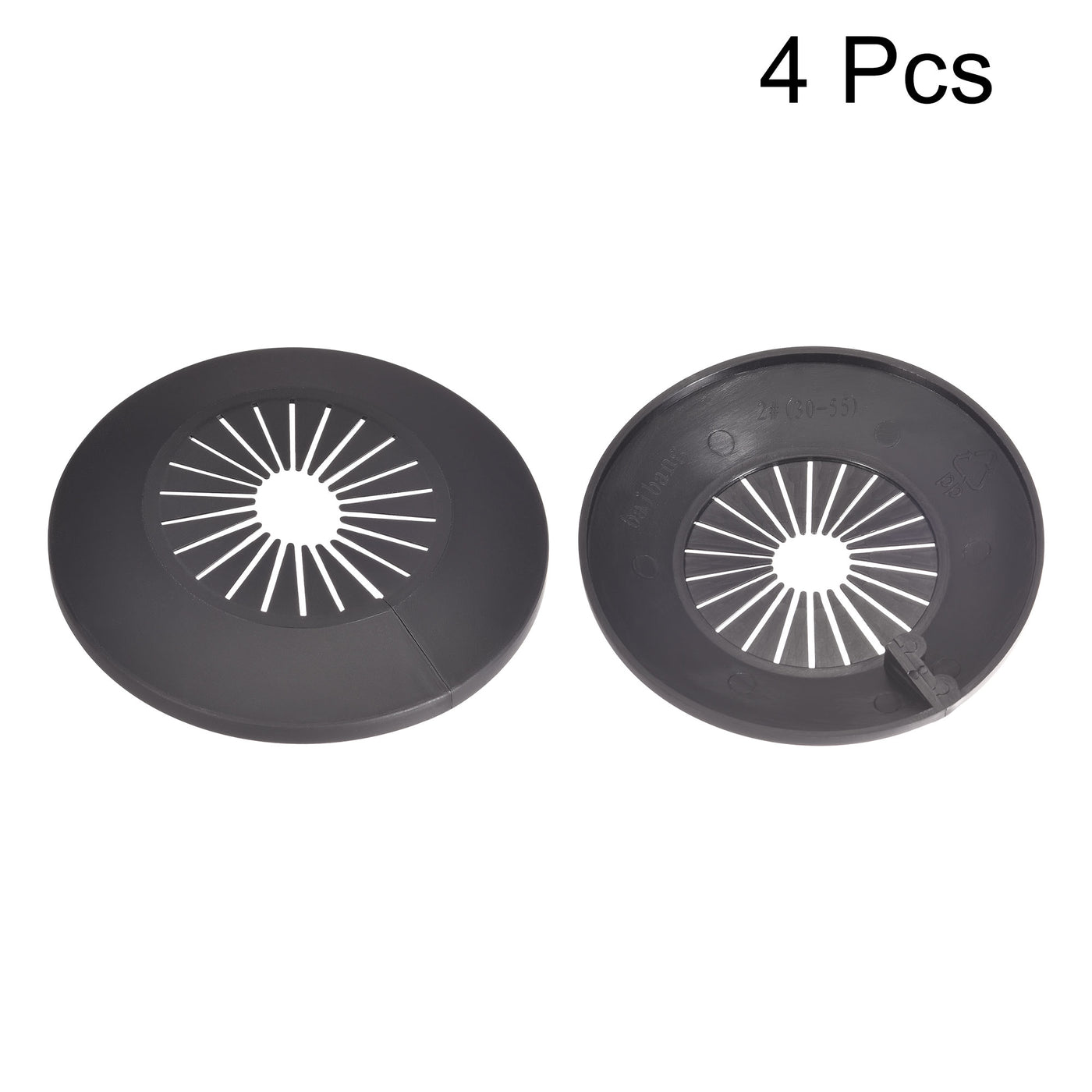 uxcell Uxcell Pipe Cover Decoration, 30mm-50mm PP Water Pipe Drain Line Escutcheon Black 4pcs
