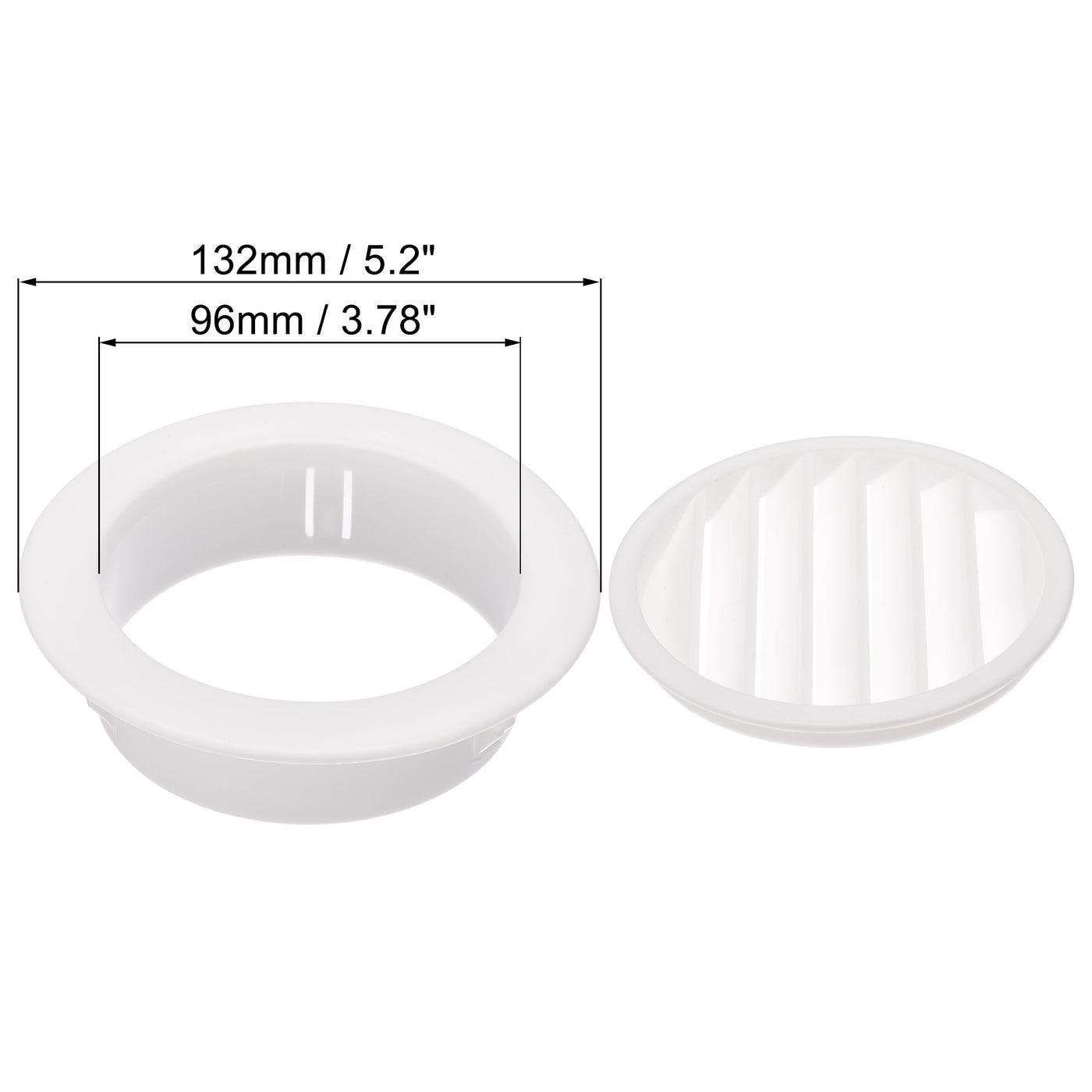 uxcell Uxcell Round Vent Cover, PP Plastic Detachable Air Vent Exhaust Louver for 4" - 4.3" Diameter Hole 2pcs