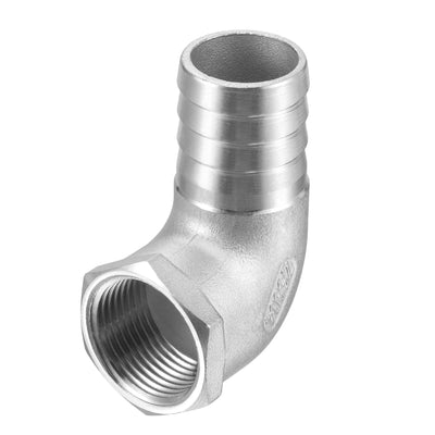 Harfington Uxcell Stainless Steel Hose Barb Fitting Elbow 25mm x 3/4" NPT Female Pipe Connector