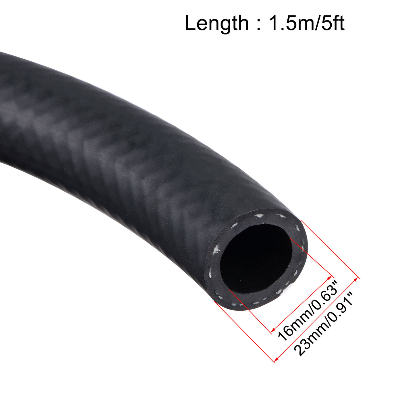 uxcell Uxcell 5/8" ID Fuel Line Hose, 29/32" OD 5ft Oil Tubing Black for Small Engines