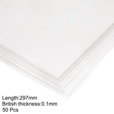 Harfington Uxcell 0.1mm Thick A4 Size Clear PVC Sheet 297mm x 210mm Transparent Rigid Plastic Sheet,Office,DIY Cutting,50pcs