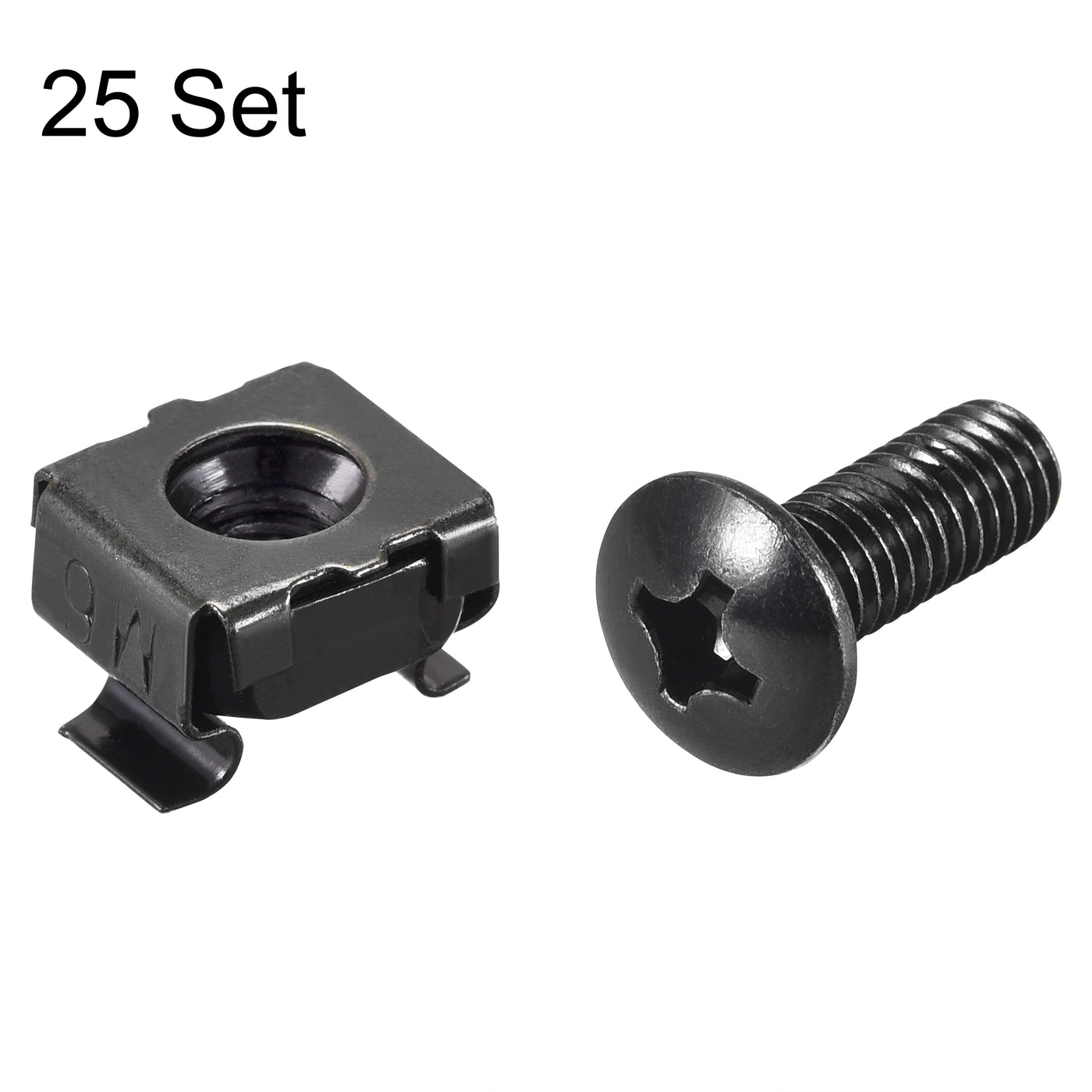 uxcell Uxcell M6 x 19mm Cage Nuts and Screws Carbon Steel for Rack Mount Server Shelve Cabinet Set of 25