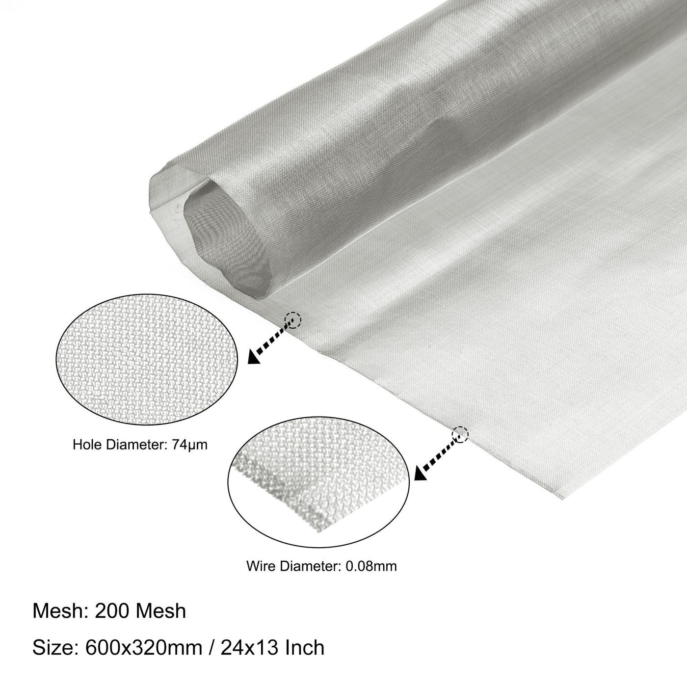 uxcell Uxcell Woven Wire Mesh 24"x13" 600x320mm, 200 Mesh 304 Stainless Steel Filter Screen Sheet, for Computer Cooling Fan Air Ventilation Cabinet