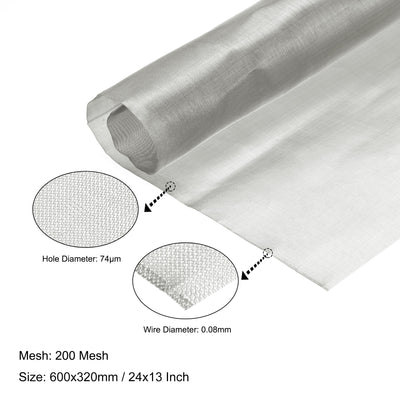 Harfington Uxcell Woven Wire Mesh 24"x13" 600x320mm, 200 Mesh 304 Stainless Steel Filter Screen Sheet, for Computer Cooling Fan Air Ventilation Cabinet
