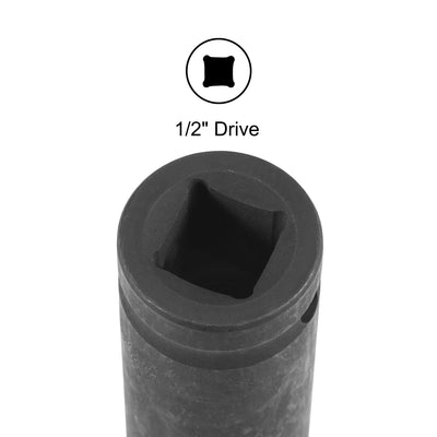 Harfington Uxcell 1/2-Inch Drive Deep 6-Point Impact Socket Set, Metric, CR-MO, 10-Piece (8mm - 19mm)