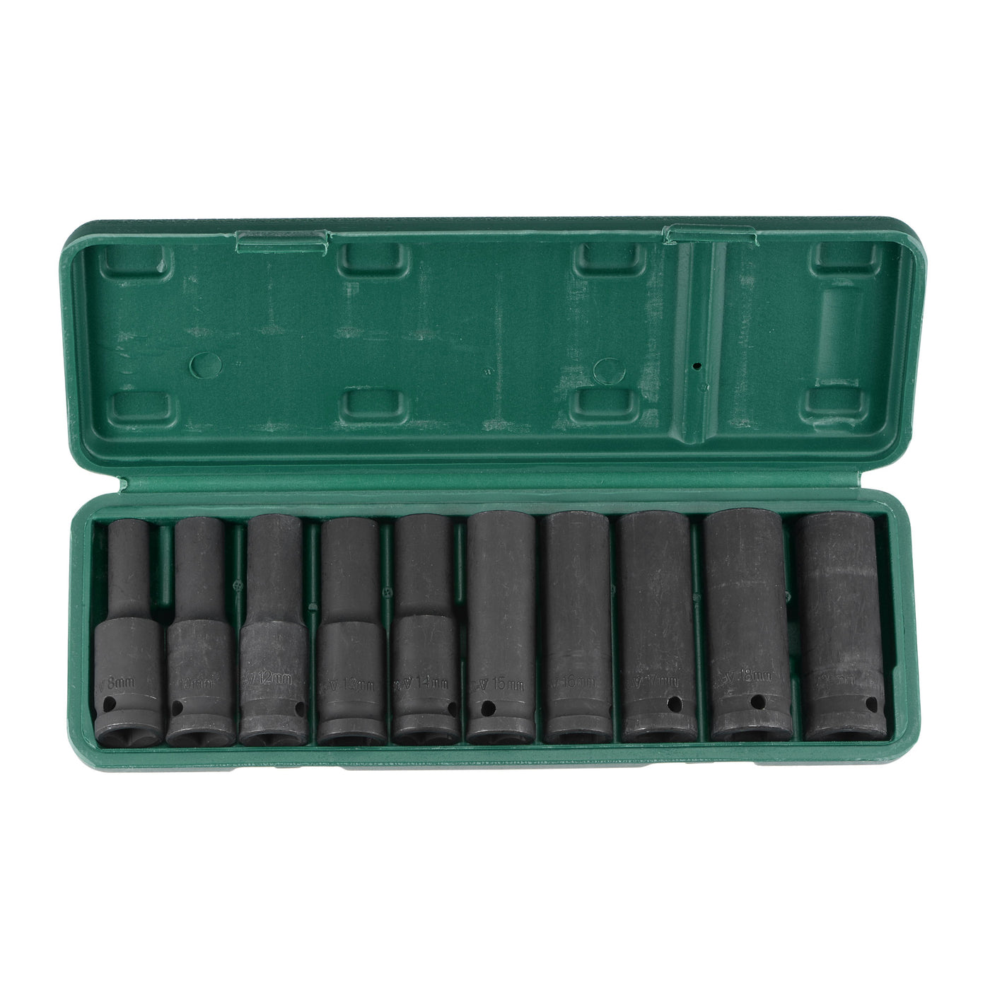 uxcell Uxcell 1/2-Inch Drive Deep 6-Point Impact Socket Set, Metric, CR-MO, 10-Piece (8mm - 19mm)