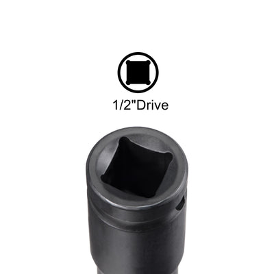 Harfington Uxcell 1/2-Inch Drive 10mm 12-Point Deep Impact Socket, CR-MO Steel 78mm Length, Metric
