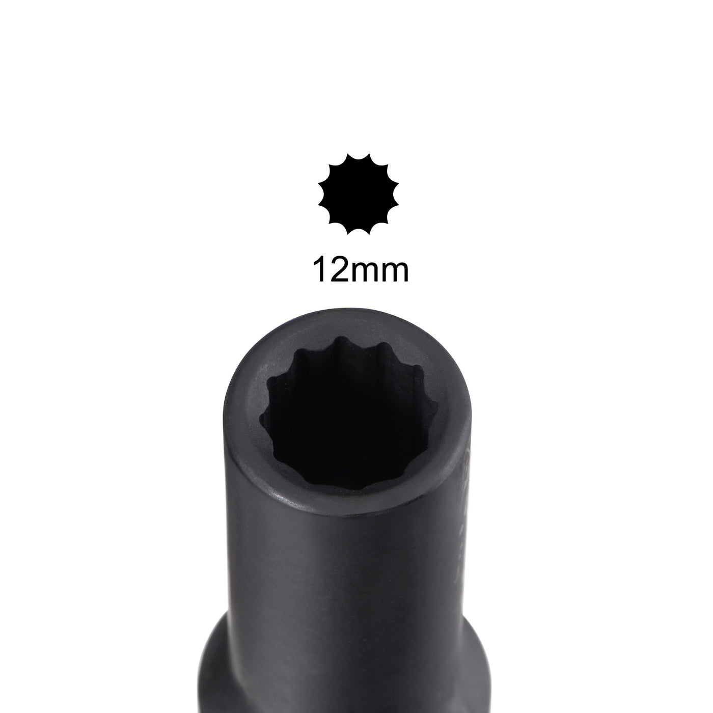 uxcell Uxcell 1/2-Inch Drive 12mm 12-Point Deep Impact Socket, CR-MO Steel 78mm Length, Metric