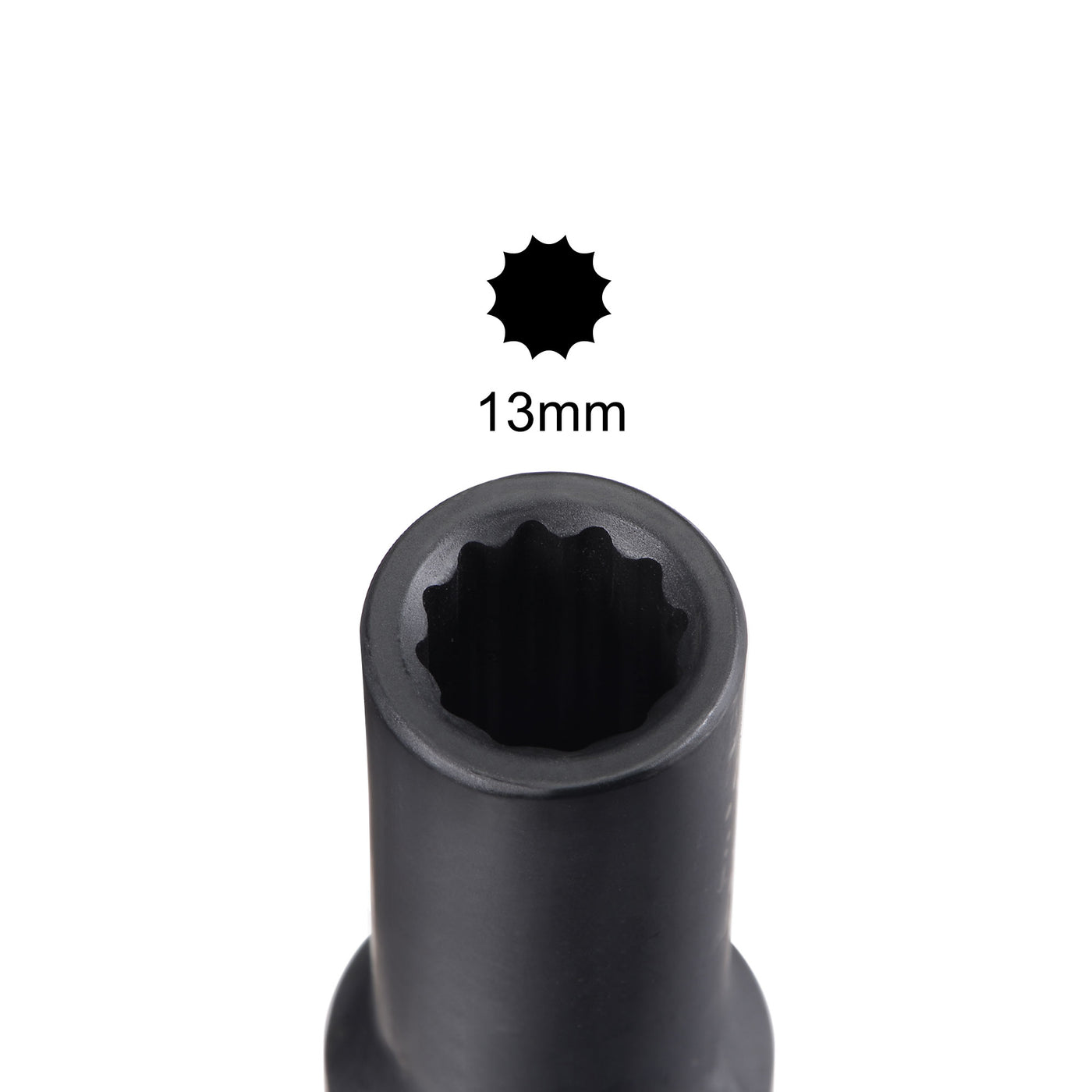 uxcell Uxcell 1/2-Inch Drive 13mm 12-Point Deep Impact Socket, CR-MO Steel 78mm Length, Metric