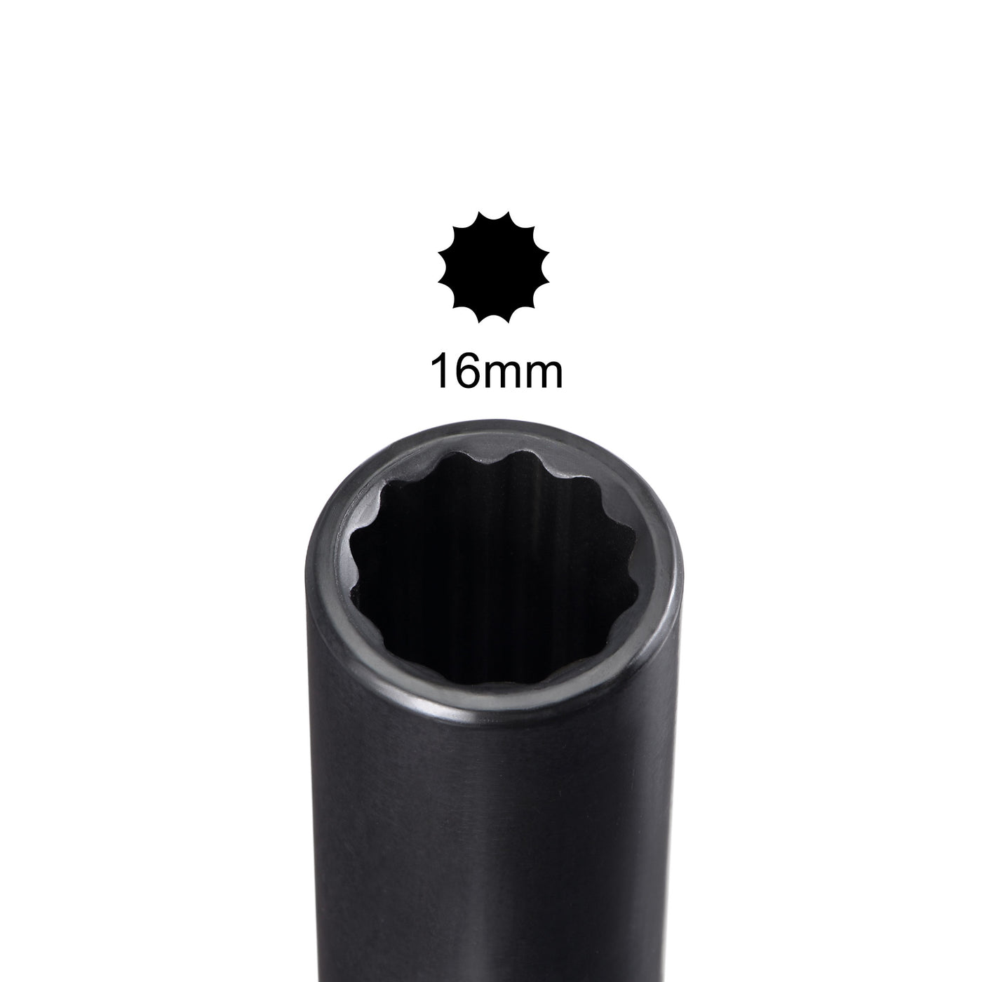 uxcell Uxcell 1/2-Inch Drive 16mm 12-Point Deep Impact Socket, CR-MO Steel 78mm Length, Metric