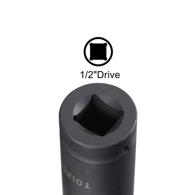 Harfington Uxcell 1/2-Inch Drive 18mm 12-Point Deep Impact Socket, CR-MO Steel 78mm Length, Metric