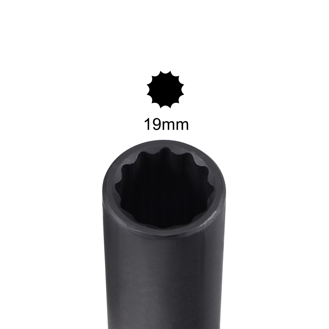 uxcell Uxcell 1/2-Inch Drive 19mm 12-Point Deep Impact Socket, CR-MO Steel 78mm Length, Metric