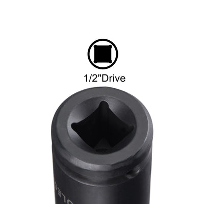 Harfington Uxcell 1/2-Inch Drive 21mm 12-Point Deep Impact Socket, CR-MO Steel 78mm Length, Metric