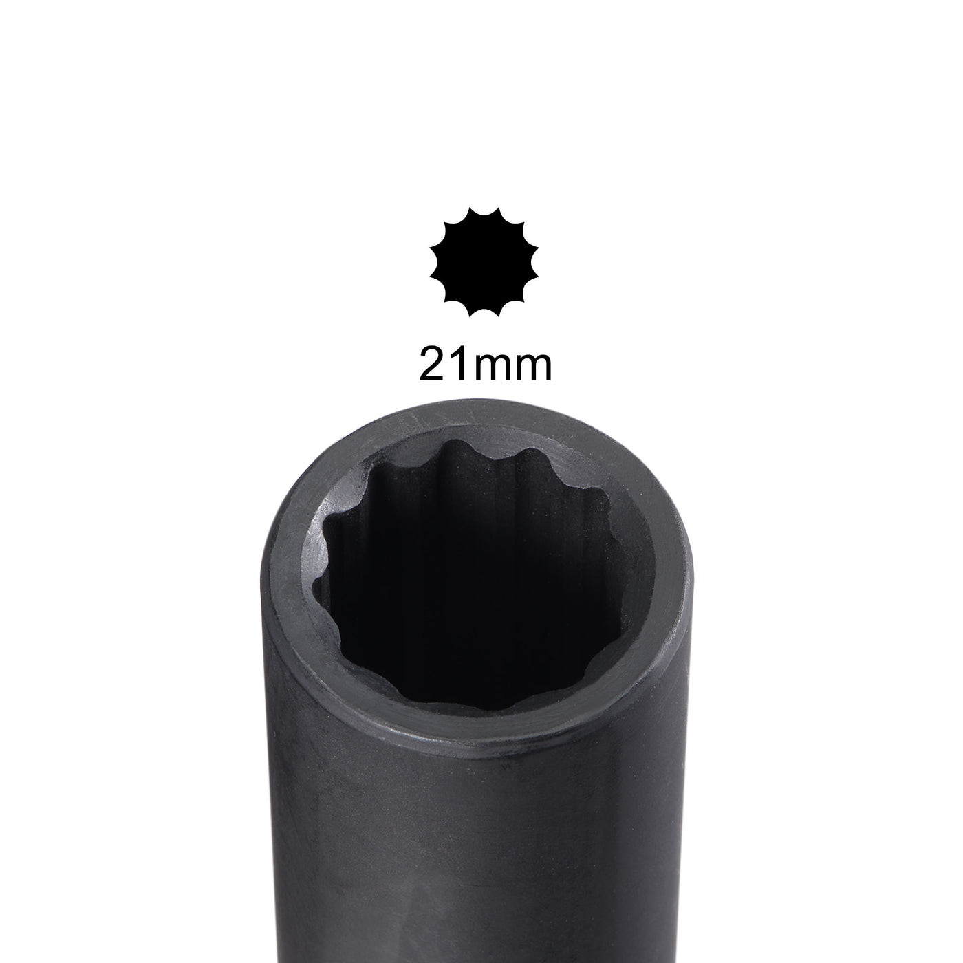 uxcell Uxcell 1/2-Inch Drive 21mm 12-Point Deep Impact Socket, CR-MO Steel 78mm Length, Metric