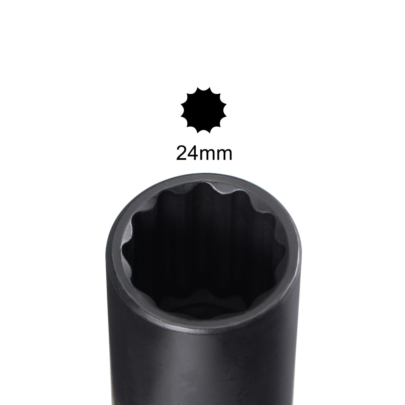 uxcell Uxcell 1/2-Inch Drive 24mm 12-Point Deep Impact Socket, CR-MO Steel 78mm Length, Metric