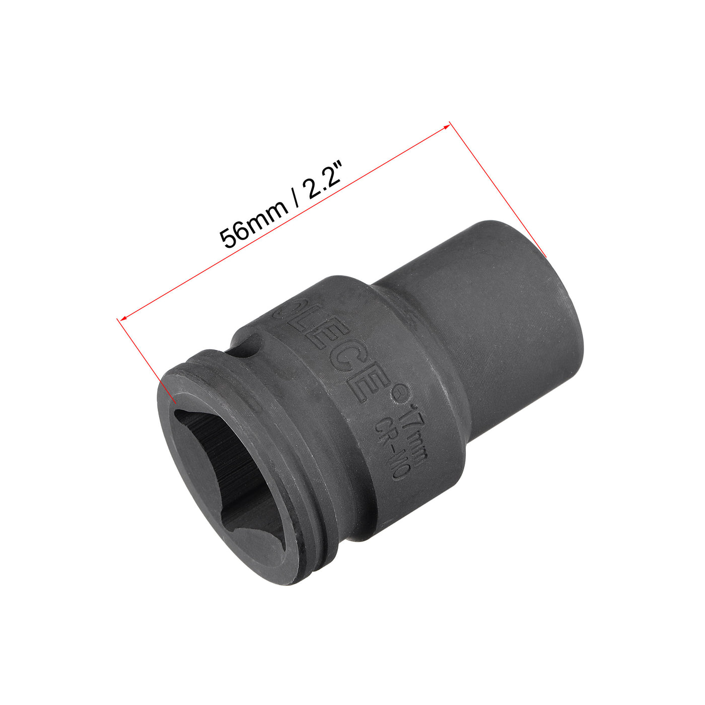 uxcell Uxcell 3/4" Drive 17mm 12-Point Impact Socket, CR-MO Steel 56mm Length, Standard Metric