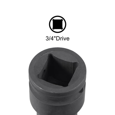 Harfington Uxcell 3/4" Drive 17mm 12-Point Impact Socket, CR-MO Steel 56mm Length, Standard Metric