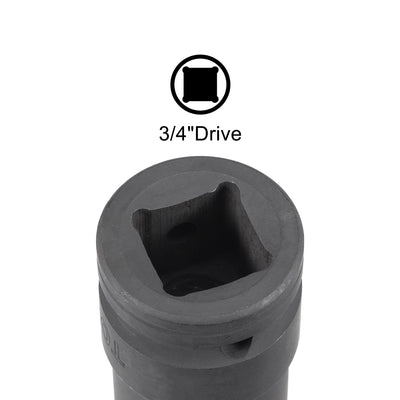 Harfington Uxcell 3/4" Drive 18mm 12-Point Impact Socket, CR-MO Steel 56mm Length, Standard Metric