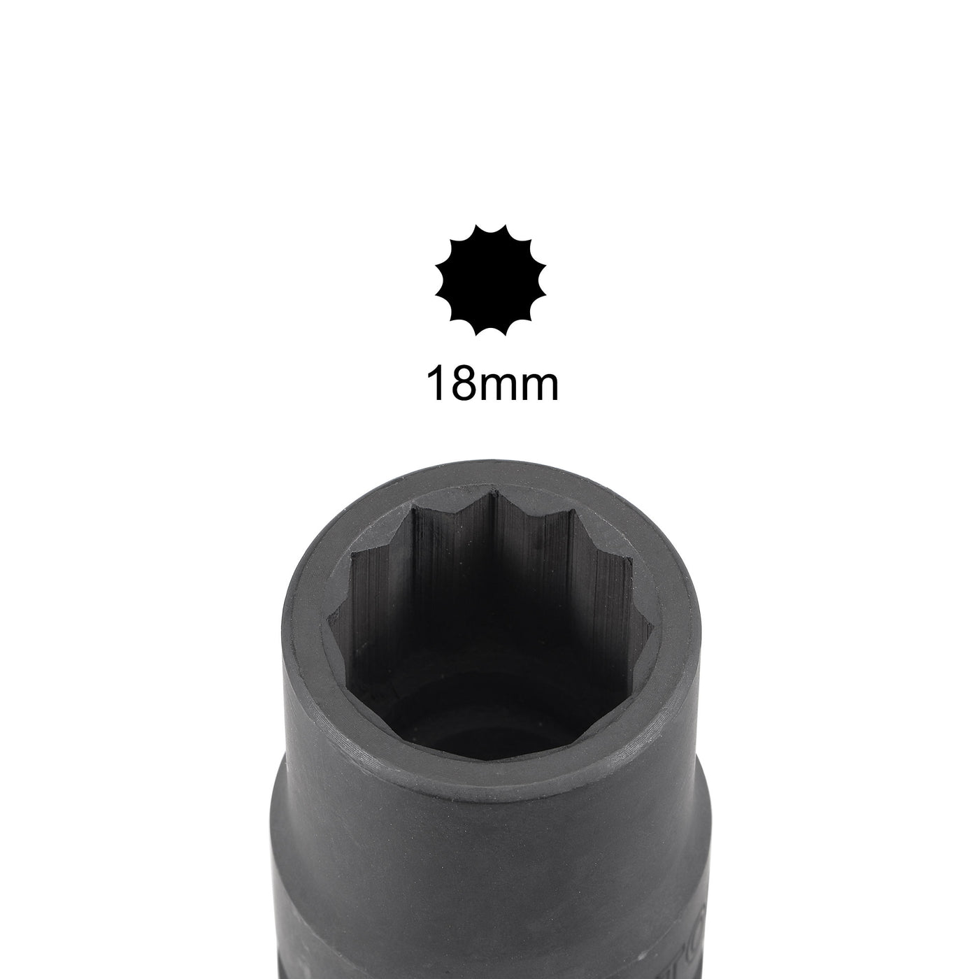 uxcell Uxcell 3/4" Drive 18mm 12-Point Impact Socket, CR-MO Steel 56mm Length, Standard Metric