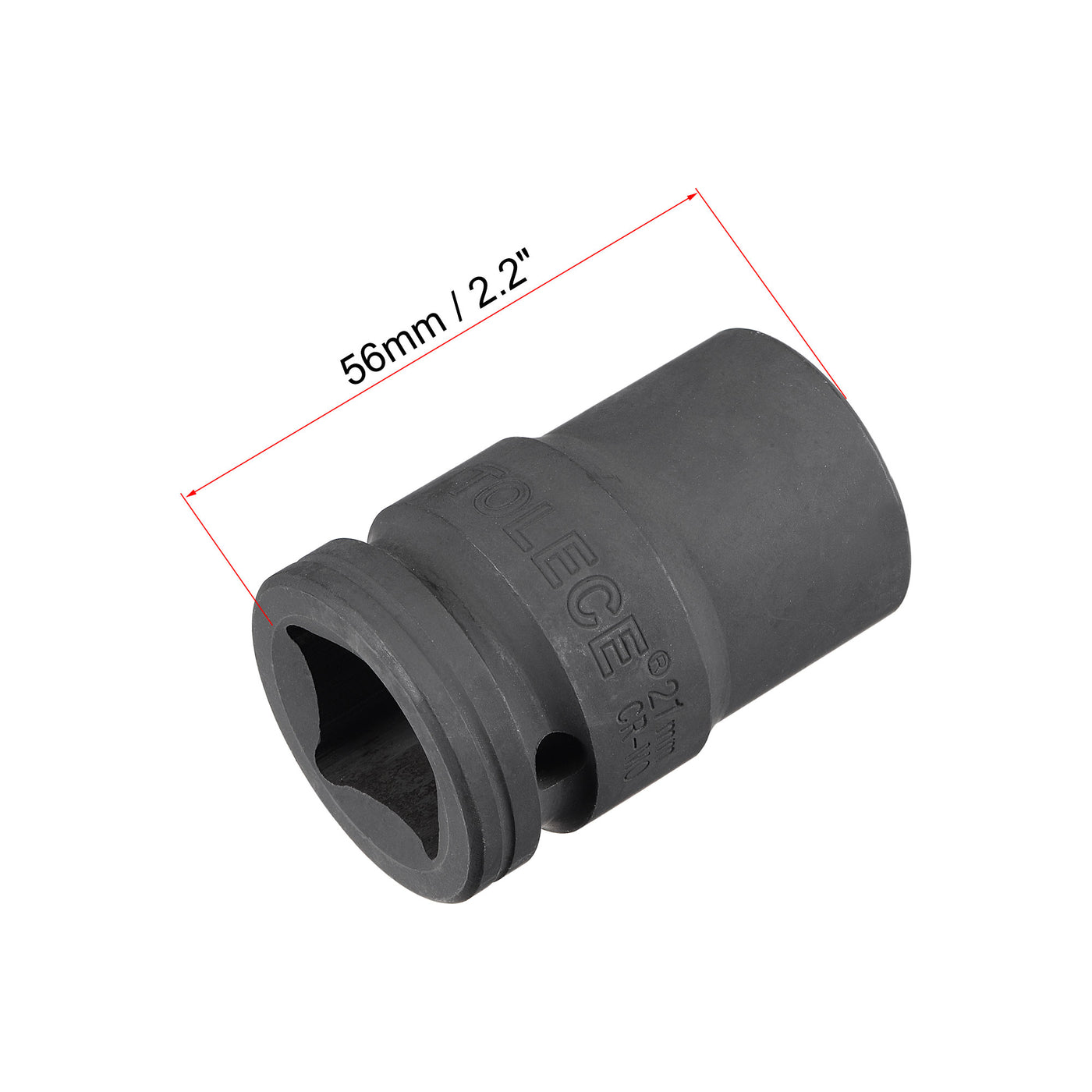 uxcell Uxcell 3/4" Drive 21mm 12-Point Impact Socket, CR-MO Steel 56mm Length, Standard Metric