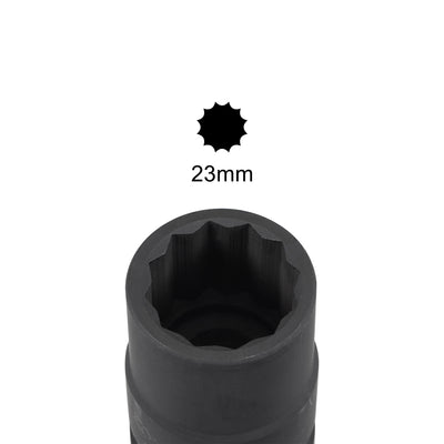 Harfington Uxcell 3/4" Drive 23mm 12-Point Impact Socket, CR-MO Steel 56mm Length, Standard Metric