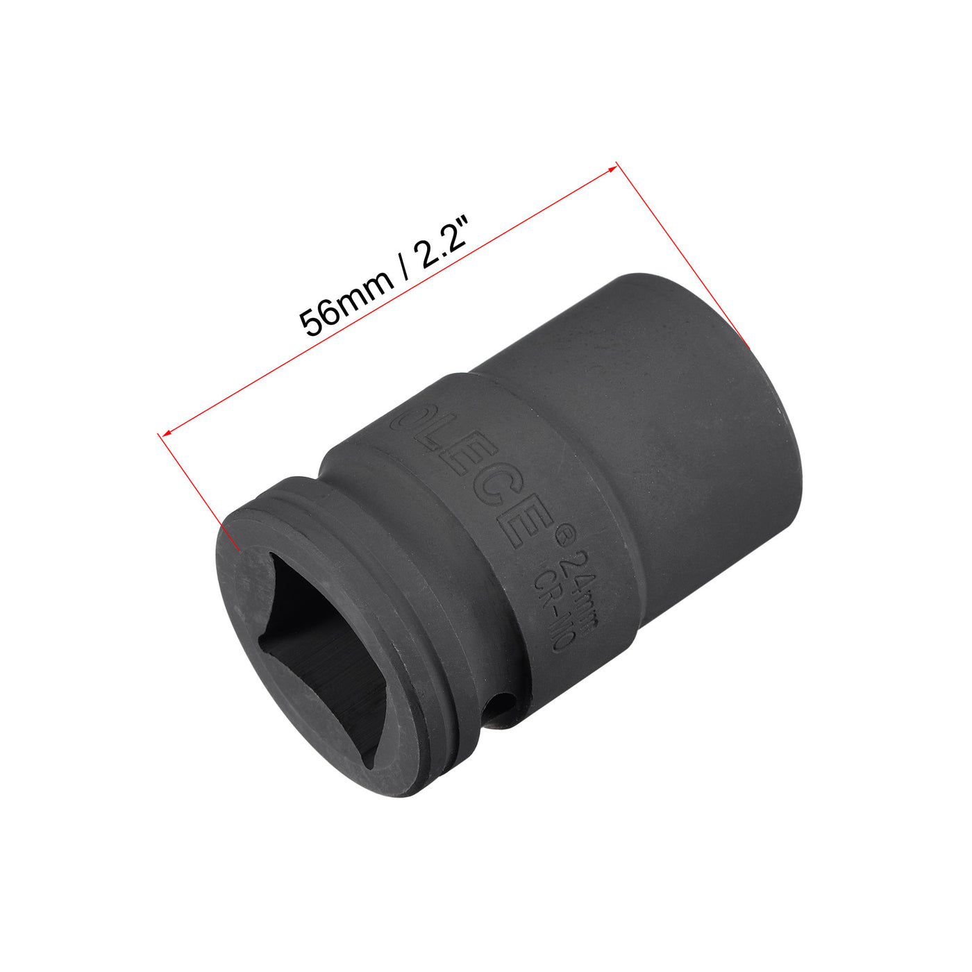 uxcell Uxcell 3/4" Drive 24mm 12-Point Impact Socket, CR-MO Steel 56mm Length, Standard Metric
